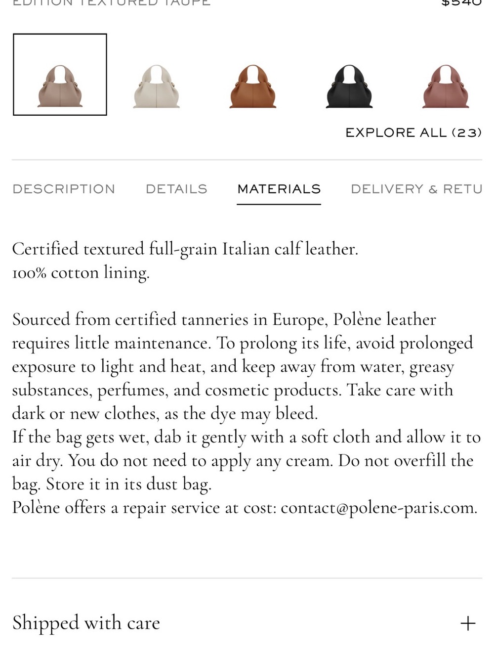 Polene Numero Neuf Mini Taupe grains leather top handle shoulder crossbody EUC - Picture 14 of 16